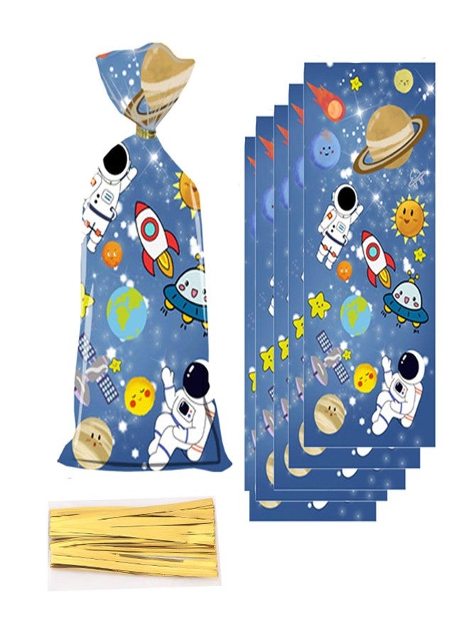 CSTYWC 50PCS Outer Space Cellophane Treat Bags Galaxy Themed Party Favors Bags for Baby Shower, Birthday Party Decorations - Image 1